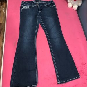 Premium vanity collection dark wash flared jeans mid waisted